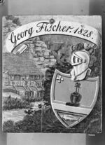 GFA 16/47233.2: Ölgemälde der Giesserei Fischer mit Fischer Wappen 1828