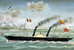 GFD 3/114: Paketdampfer HMS Vivid auf hoher See (Ölbild auf Glas, um 1855)