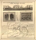 GFD 3/133: Werbung für den Themsetunnel mit einer Vorderansicht des dreigeschossigen Tunnelbohrschilds von Brunel (Druck von Teape & Son, 1843)