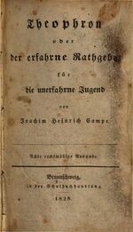 GFD 3/270: Titelblatt von «Theophron oder der erfahrne Rathgeber für die unerfahrne Jugend» von Joachim Heinrich Campe, 1828