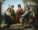 GFD 3/273: Frauen beim Spinnen mit Handspindeln (Gemälde von François-Joseph Navez, 1845)