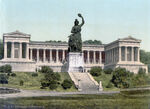 GFD 3/71: Bronzestatue «Bavaria» von Ferdinand von Miller, 1850 vor der Ruhmeshalle in München errichtet (Photochrom, um 1890–1900)