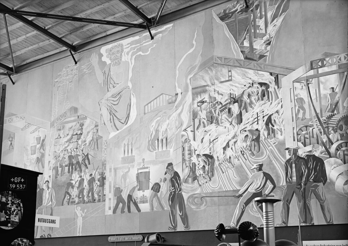 GFA 16/39537: Landesausstellung 1939 in Zürich, Wandgemälde Morach im GF Stand