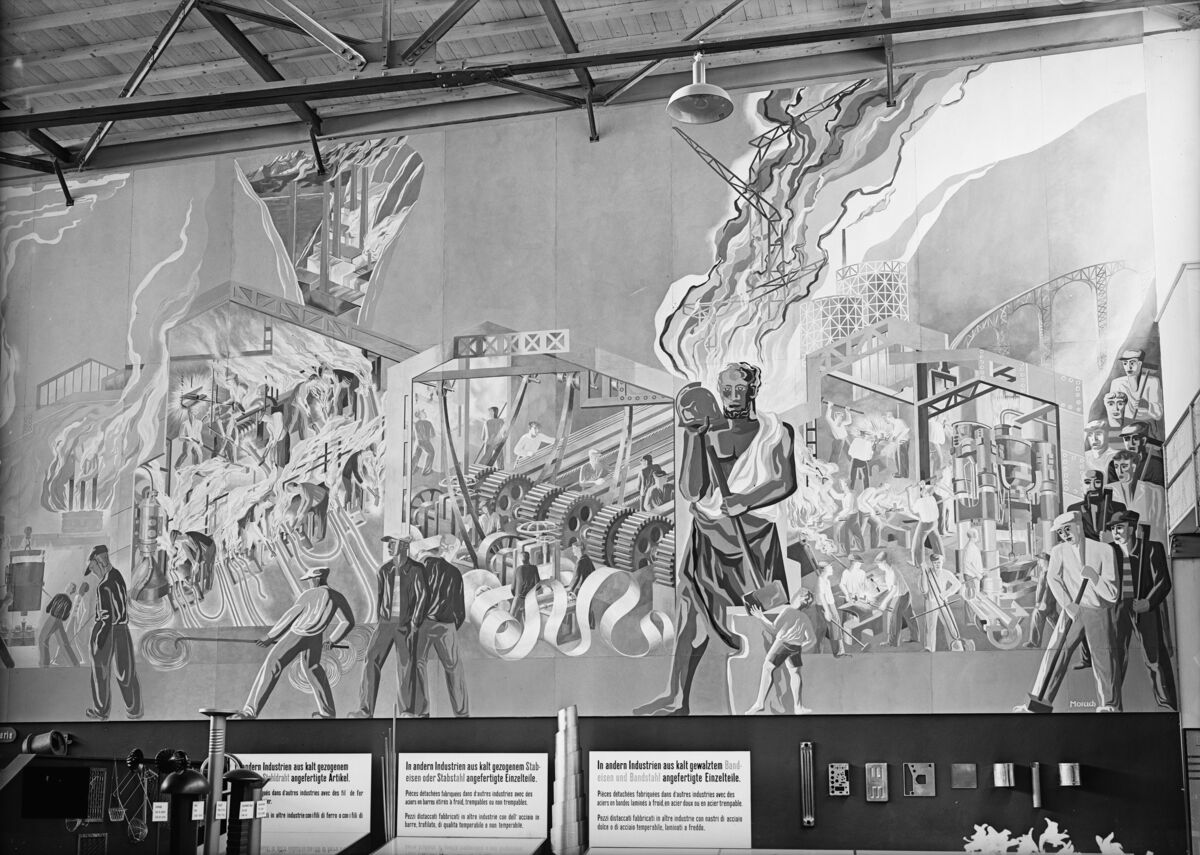 GFA 16/39538: Landesausstellung 1939 in Zürich, Wandgemälde Morach im GF Stand
