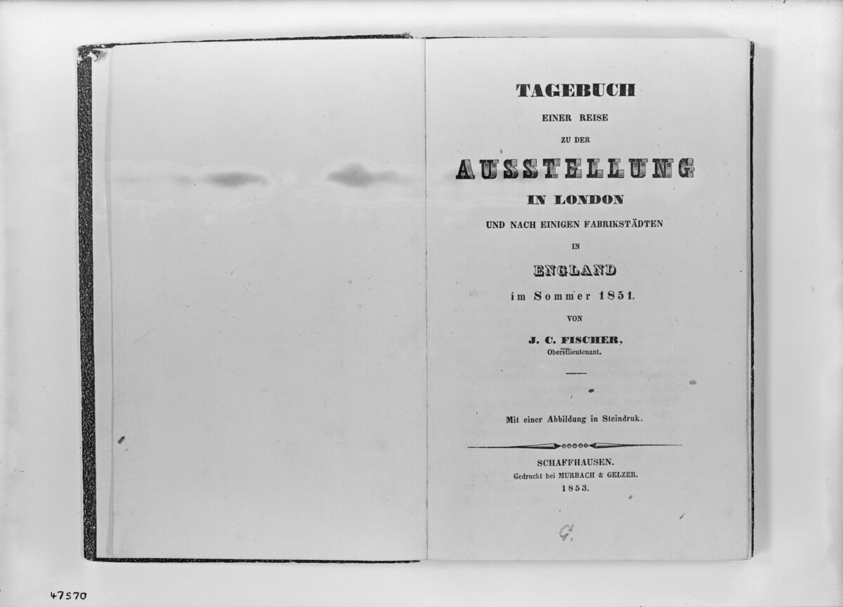 GFA 16/47570: Titelblatt des Tagebuches "Tagebuch einer Reise zu der Ausstellung London", 1851