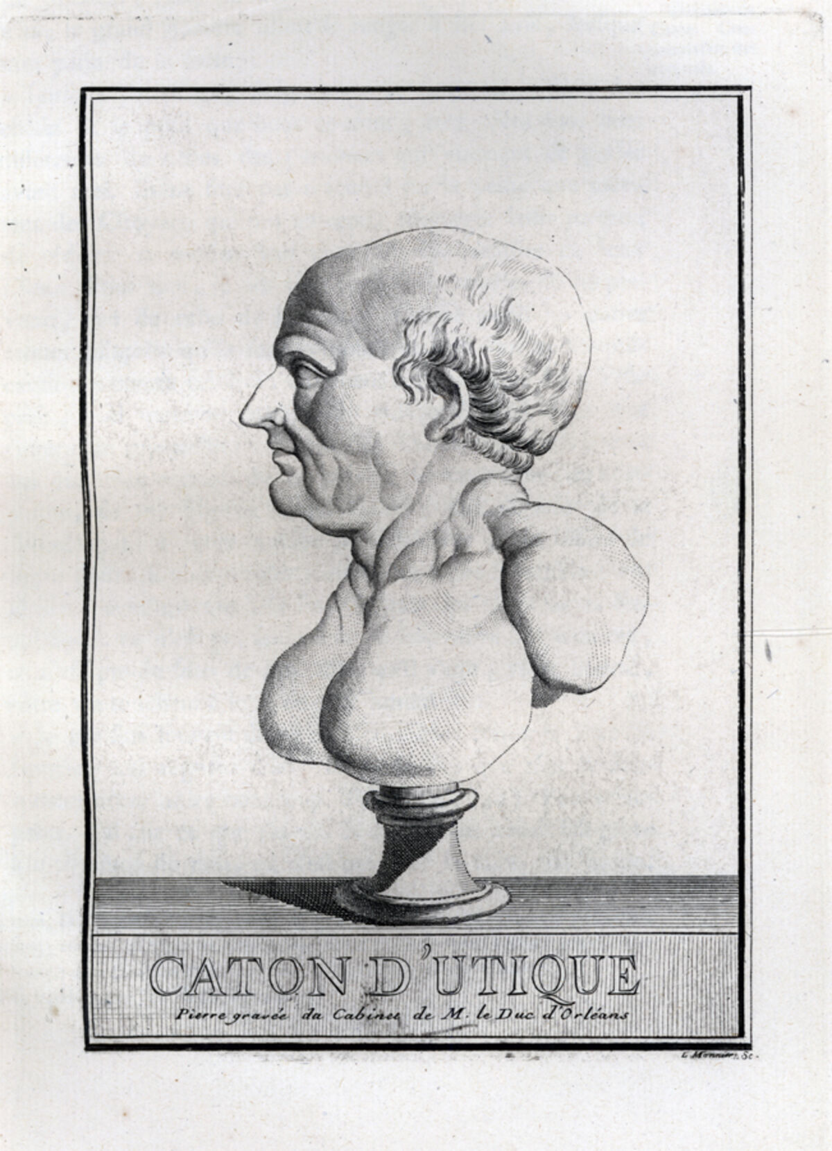 GFD 1/10: Büste von Marcus Porcius Cato der Jüngere (Kupferstich von Louis-Gabriel Monnier, 1777)