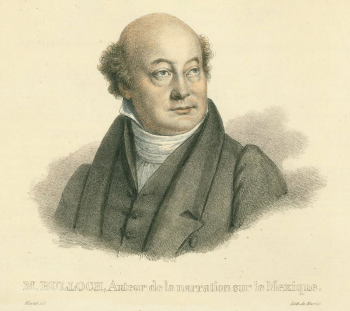 GFD 1/105: William Bullock (Zeichnung und Lithografie von Jean Henri Marlet, um 1823)