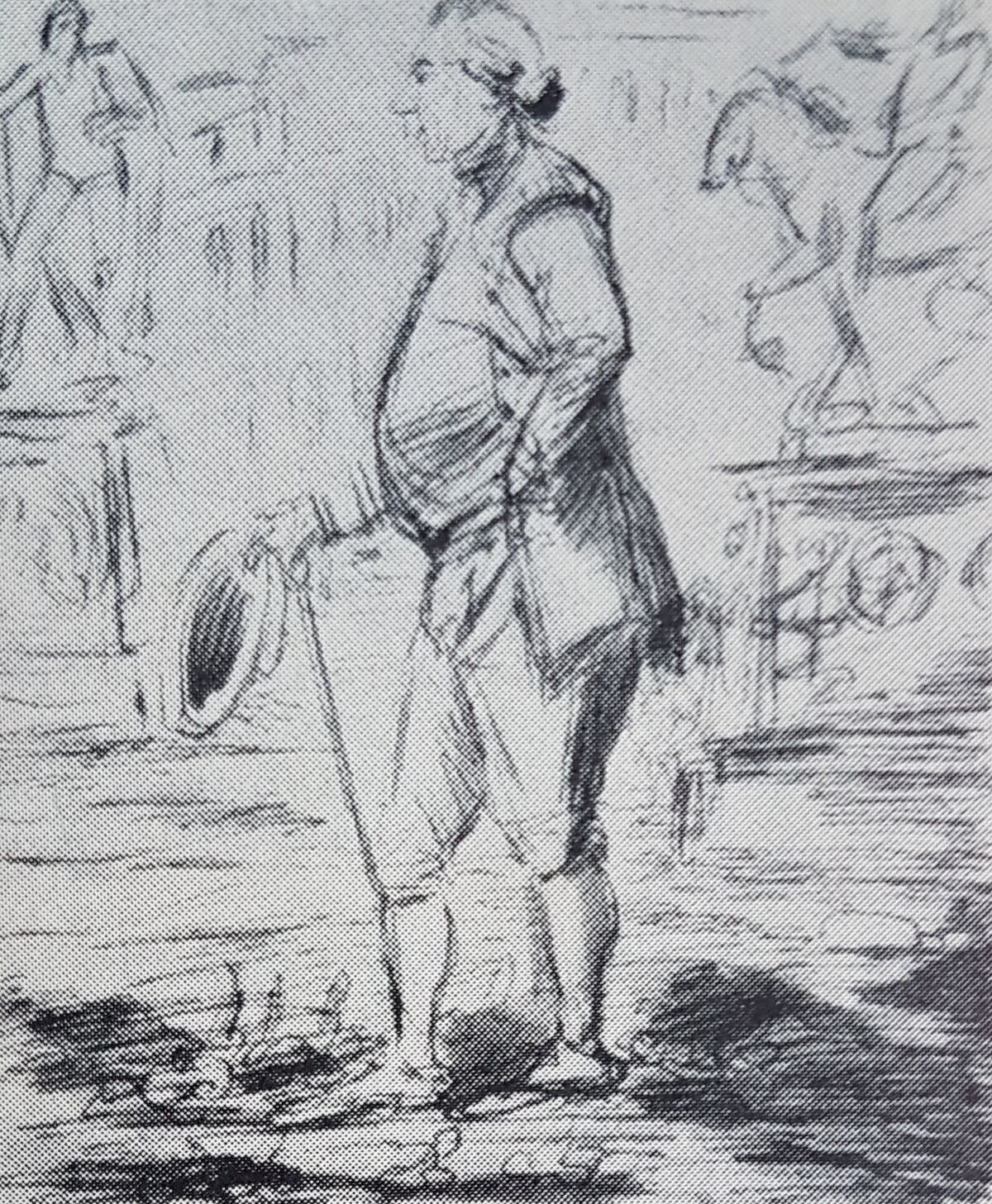 GFD 1/15: Pierre Hubert L’Archevêque (Bleistiftskizze von Johan Tobias Sergel, um 1770–1780)
