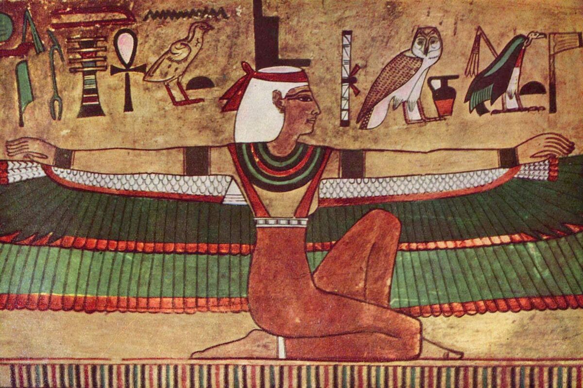 GFD 1/172: Wandbild der Göttin Isis im Grabmal des Pharao Sethos I. im Tal der Könige in Ägypten (Künstler unbekannt, um 1350 v. Chr.)
