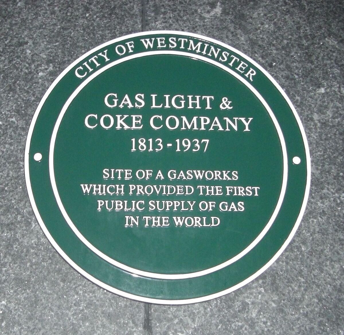 GFD 1/192: Gedenktafel für Imperial Gas Light & Coke Company in London, nach 1937