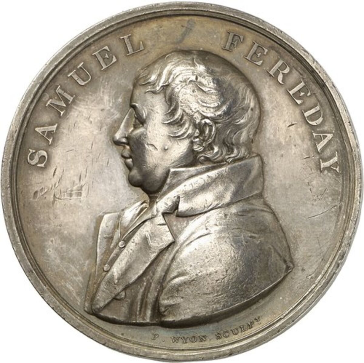 GFD 1/229: Münze mit Abbild von Samuel Fereday, geprägt von Peter Wyon, 1814