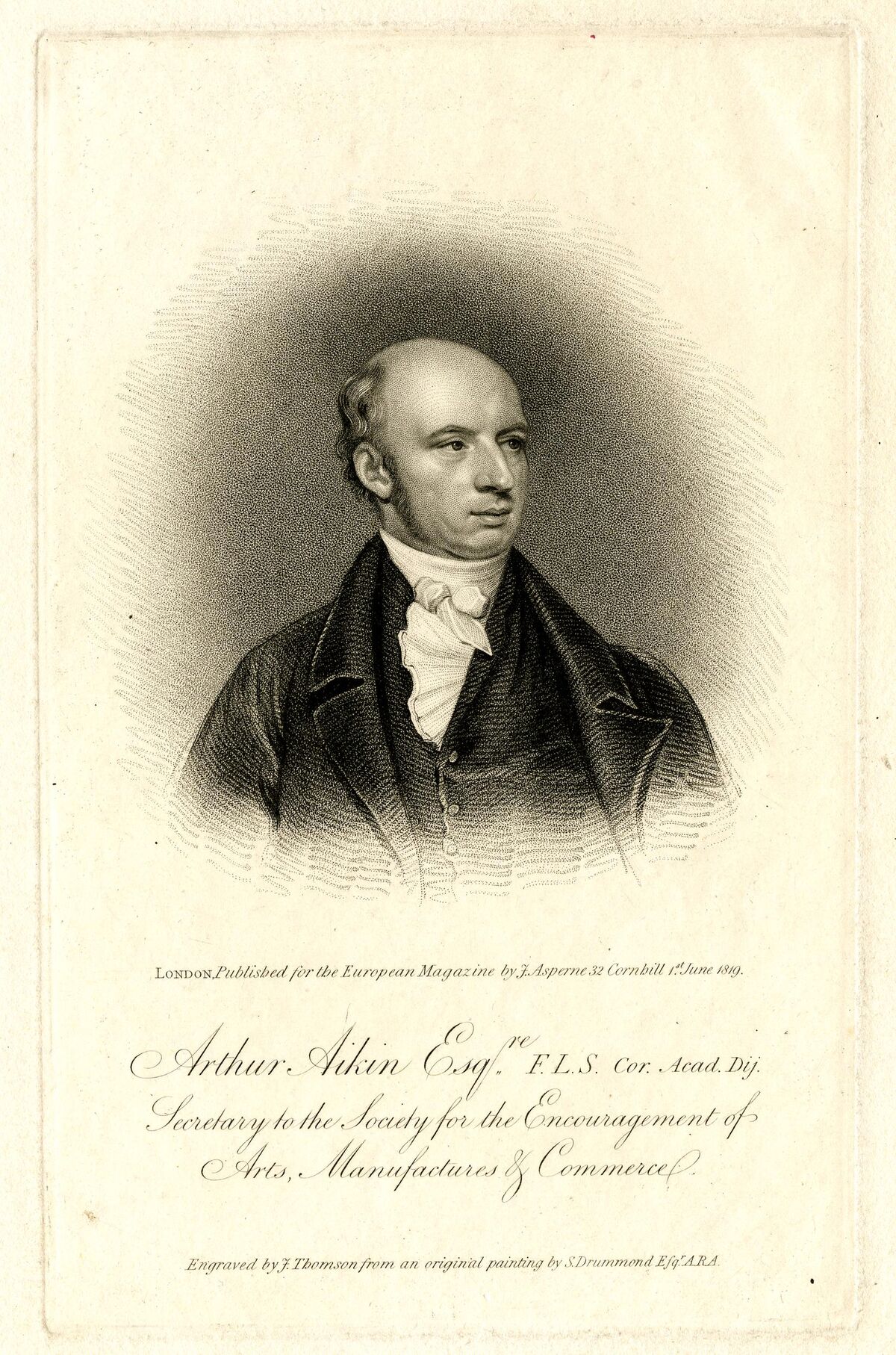 GFD 1/236: Arthur Aikin (Lithografie des Kupferstichs von John Thompson nach einem Gemälde von Samuel Drummond, 1819)