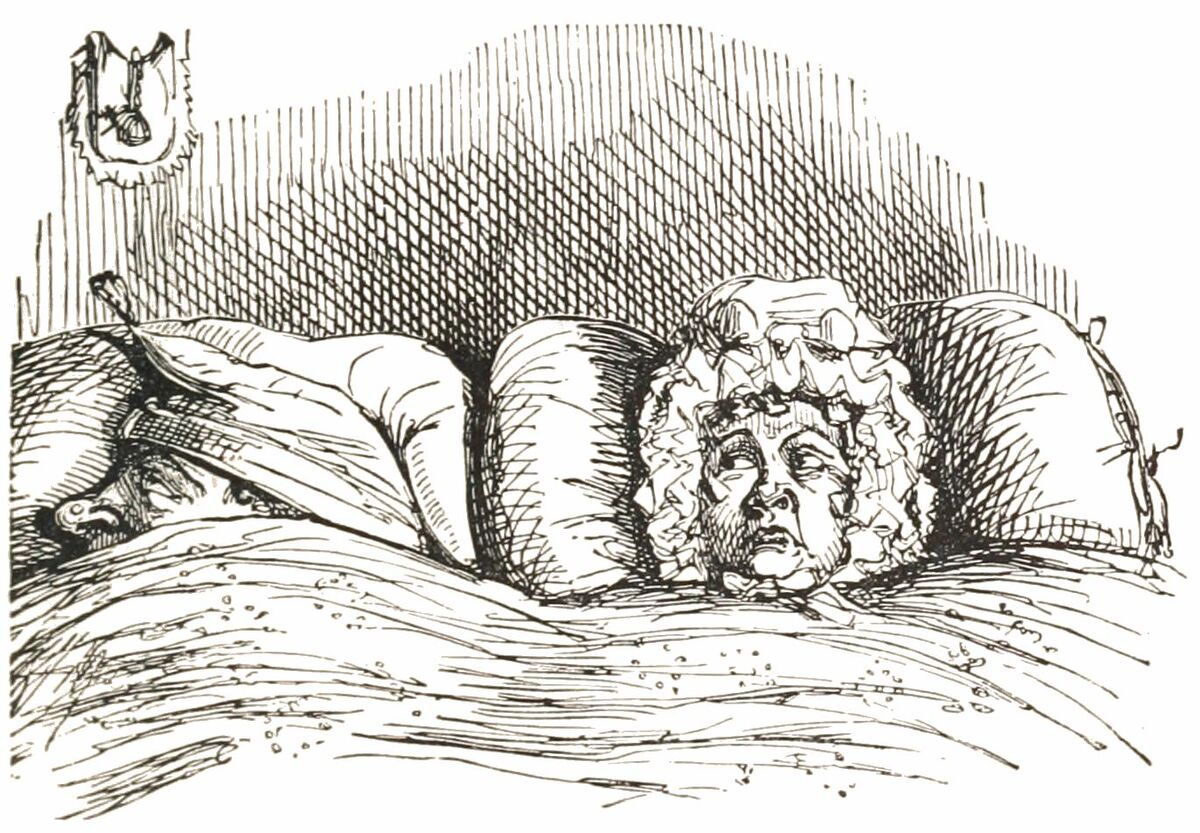 GFD 1/239: Mr. und Mrs. Caudle im Bett (Karikatur von John Leech, 1845)