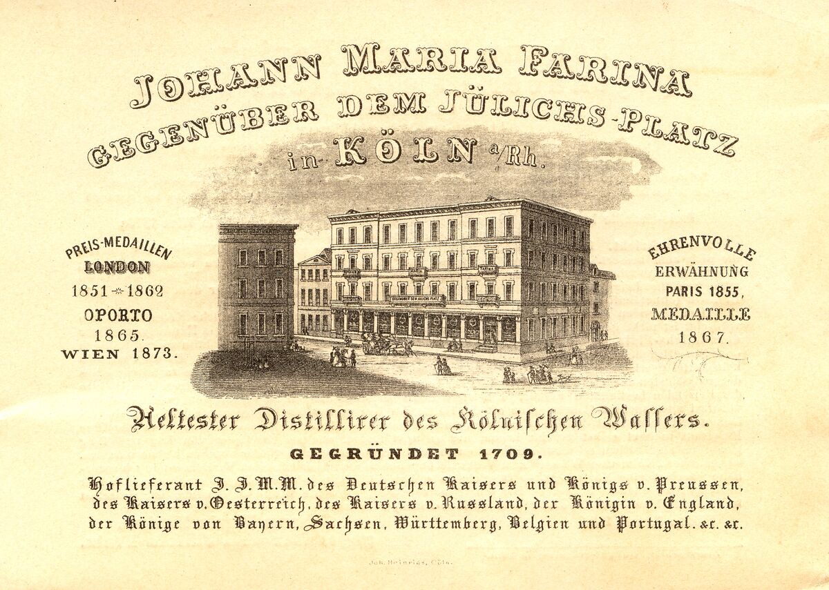 GFD 1/242: Johann Maria Farina gegenüber dem Jülichs-Platz (Visitenkarte, 1888)