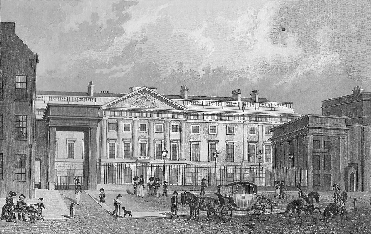 GFD 2/100: Tower Hill, Sitz der Royal Mint (Zeichnung von Thomas Hosmer Shepherd, 1830)
