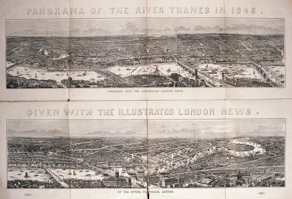 GFD 2/104: Die Themse von Westminster bis Greenwich (Holzdruck von Frederick James Smyth, 1845)