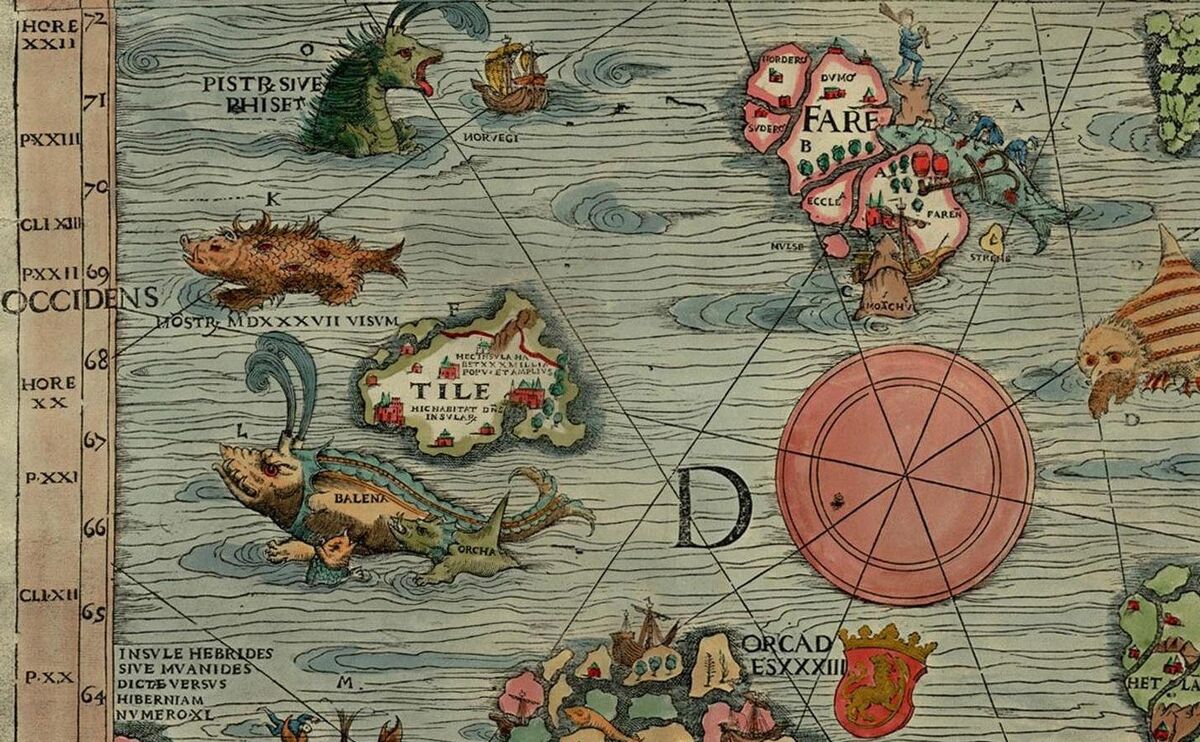 GFD 2/117: Insel Thule auf der Carta marina von Olaus Magnus, 1539