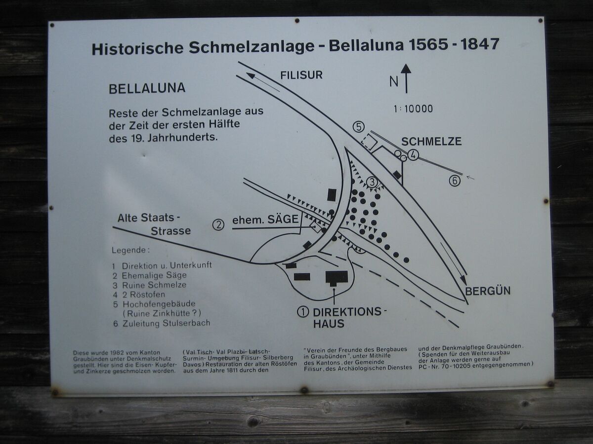 GFD 2/122: Historische Schmelzanlage Bellaluna (Übersichtsplan, 2008 fotografiert)