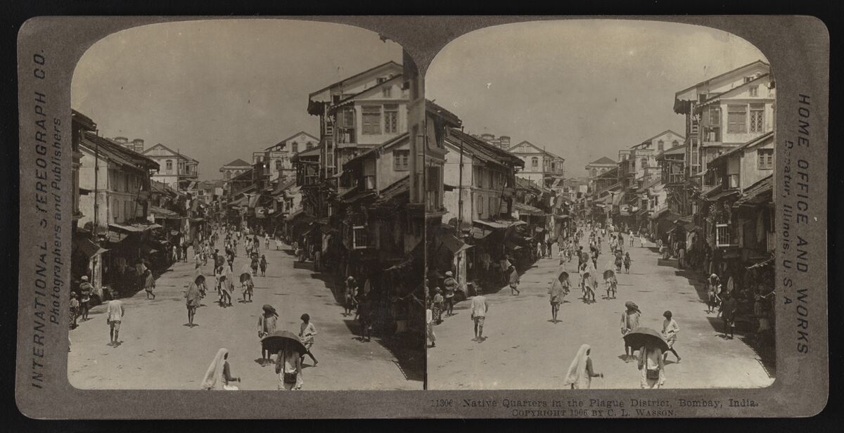 GFD 2/153: Strasse in Bombay/Mumbai (Stereofotografie, 1906)