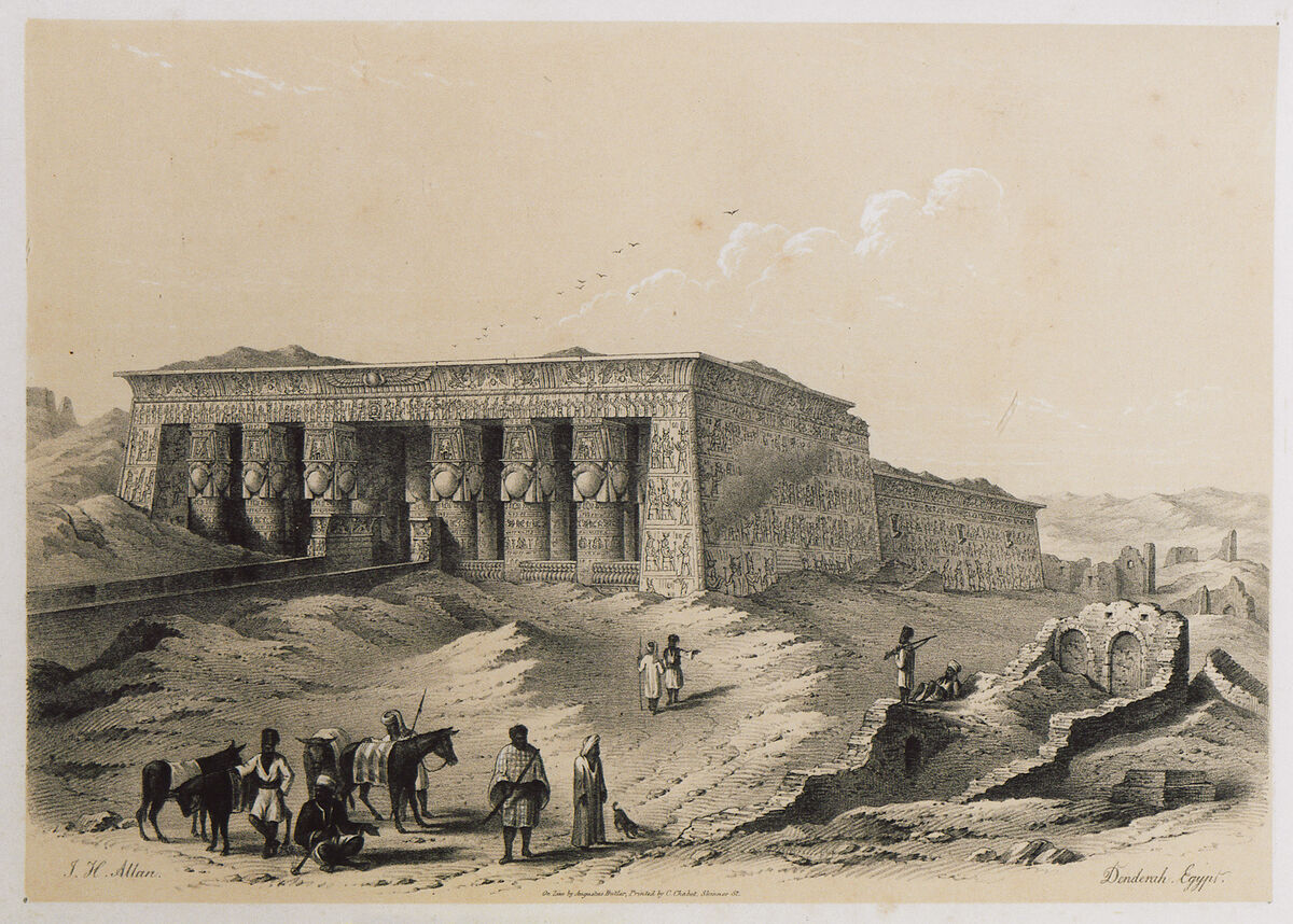 GFD 2/163: Tempel von Hathor in Dendera (Zeichnung von John Harrison Allan, 1843)
