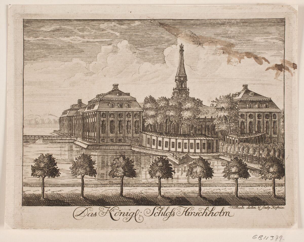 GFD 2/167: Schloss Hirschholm (Stich von Johan Herman Thiele, um 1750)