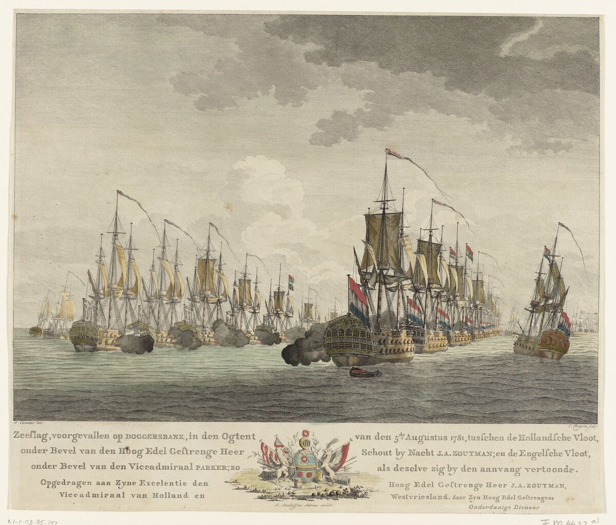 GFD 2/17: Seeschlacht auf der Doggerbank (Stich von Cornelis Bogerts nach einer Zeichnung von Isaac Ouwater, um 1781–1784)