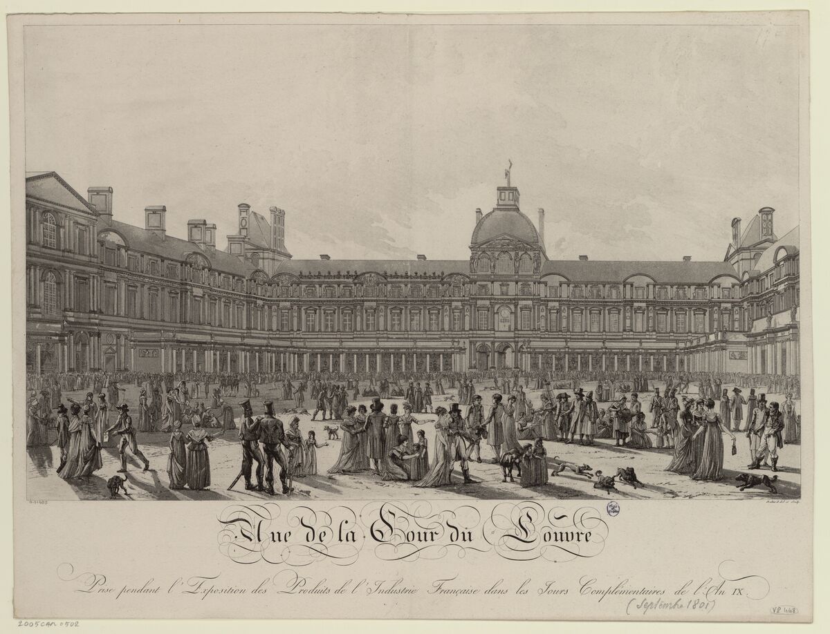 GFD 2/196: Besucher der französischen Industrieausstellung im Louvre (Zeichnung von Louis-Pierre Baltard, 1801)