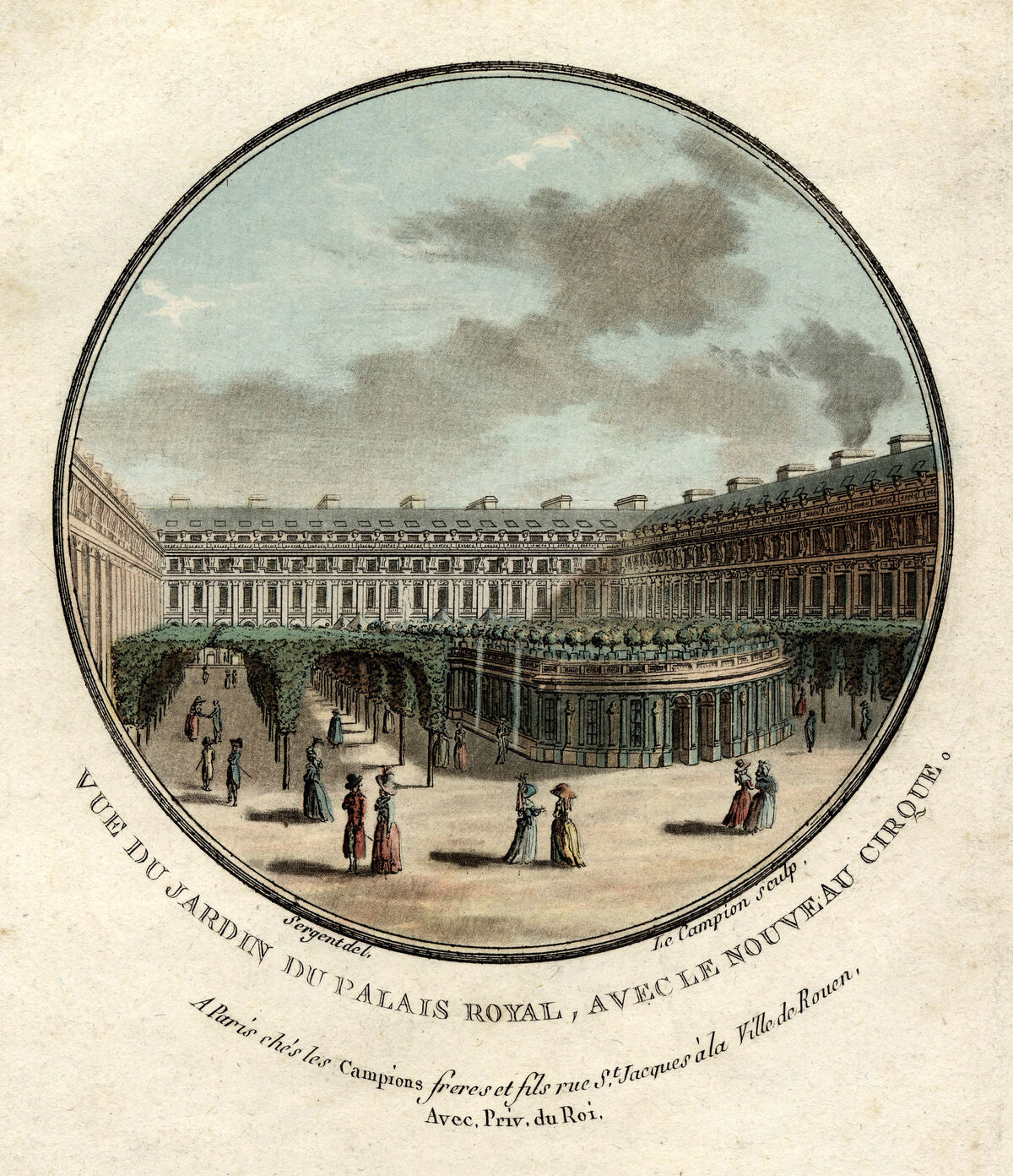 GFD 2/199: Der Garten des Palais Royal (Stich von J. A. Le Campion nach Sergent, um 1807)