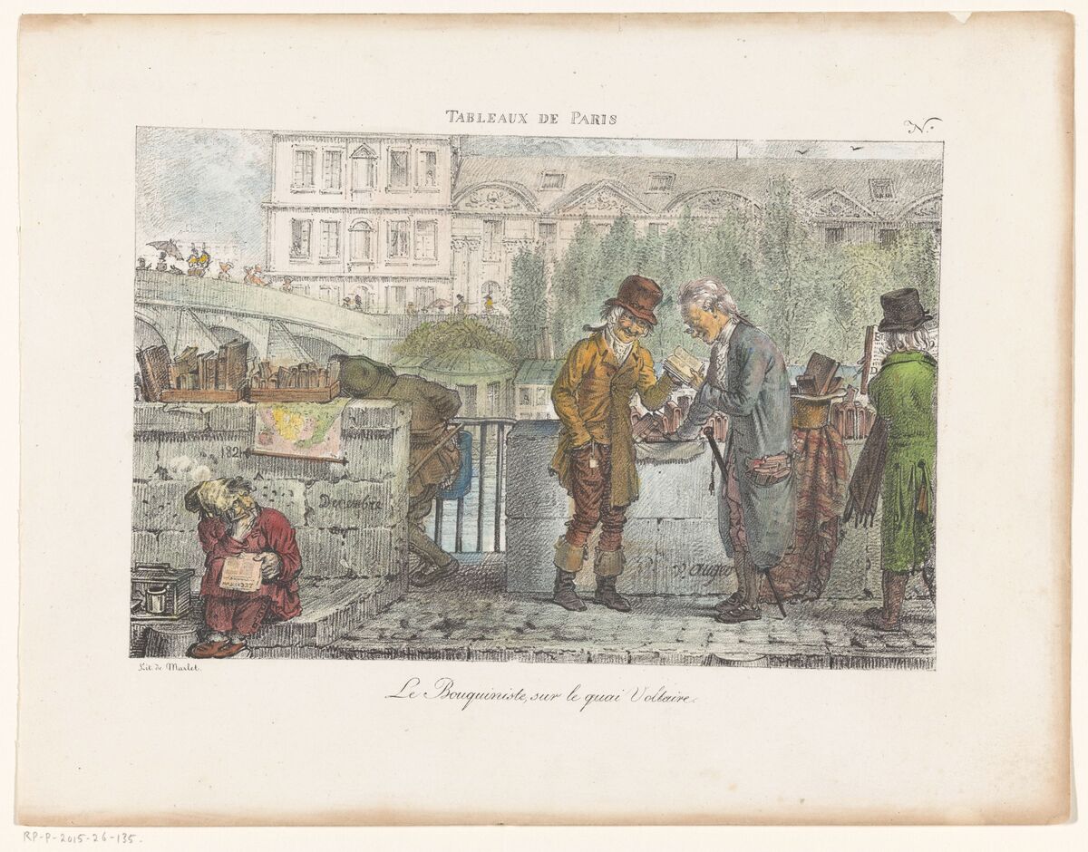 GFD 2/200: Der Buchhändler am Quai Voltaire (Druck von Jean Henri Marlet nach Adrien Victor Auger, 1821)