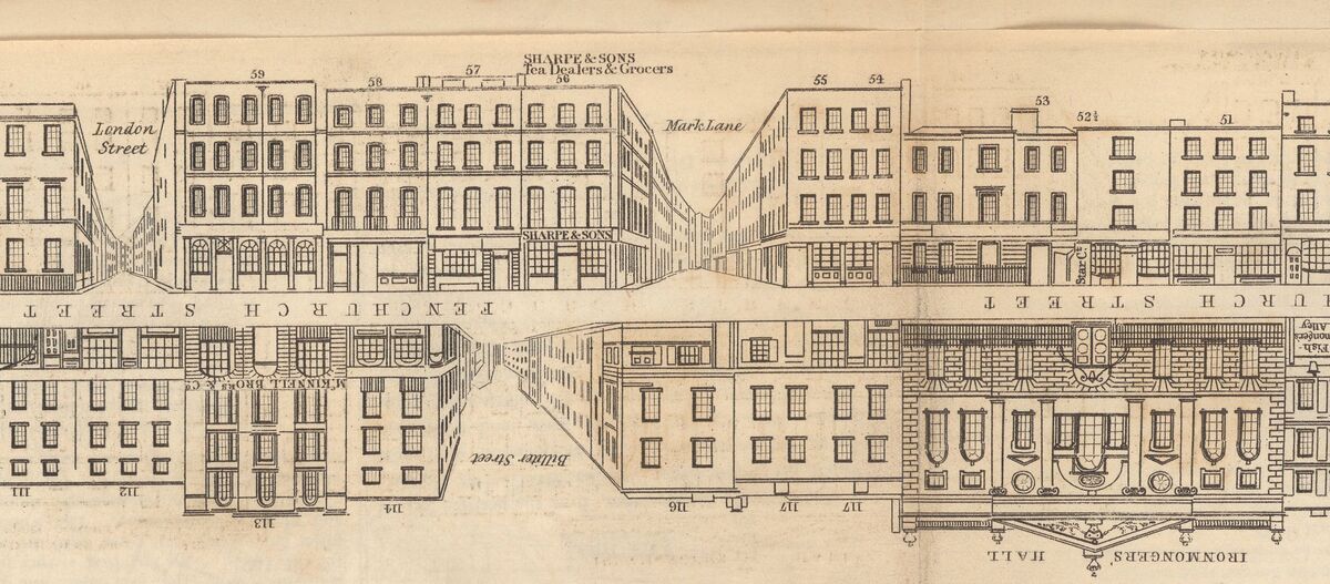 GFD 2/229: Mark Lane, Fenchurch Street (Strassenansicht von John Tallis, 1839)