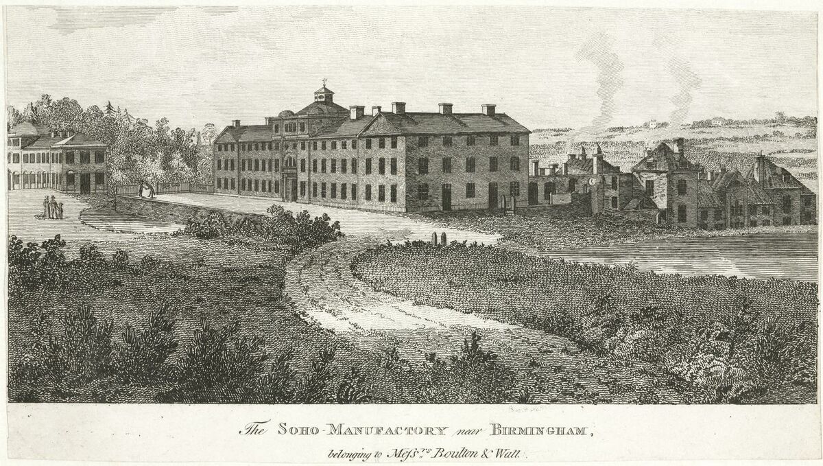 GFD 2/24: «Soho Manufactory near Birmingham, belonging to Messrs. Boulton and Watt» (Künstler unbekannt, 1830)