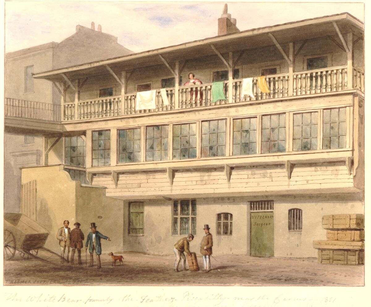 GFD 2/258: The White Bear Inn in Piccadilly (Aquarell von Thomas Hosmer Shepherd, 1851)