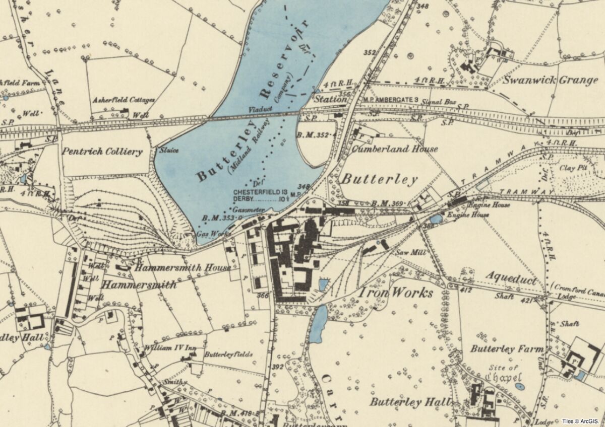 GFD 2/265: Butterley Ironworks (Ausschnitt aus der «Ordnance Survey Map» von 1884)