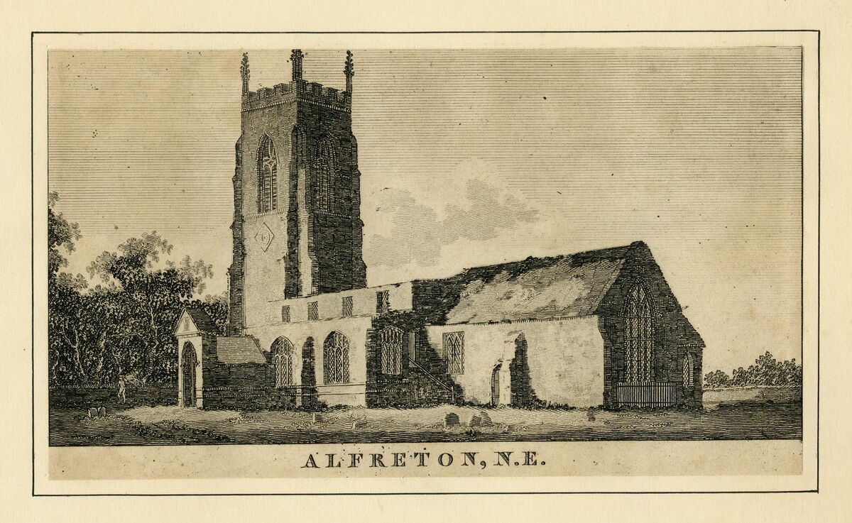 GFD 2/278: Ansicht der Kirche in Alfreton (Künstler unbekannt, um 1800–1850)
