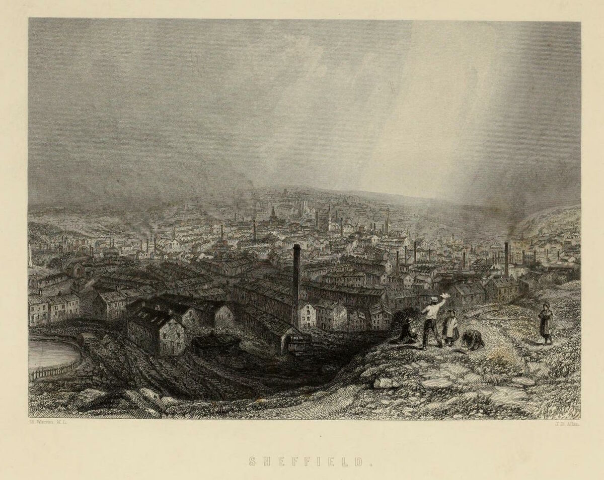GFD 2/75: Ansicht von Sheffield (Druck von H. Warren und J. B. Allen, 1870)