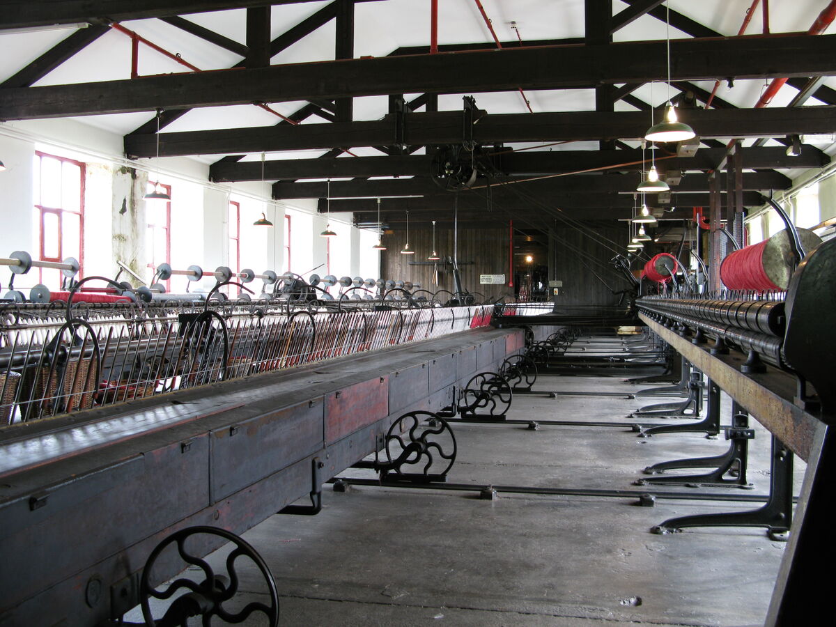 GFD 3/108: Spinning Mule von 1779 im Armley Mills Industrial Museum (Fotografie von YorkshireGuide, 2010)