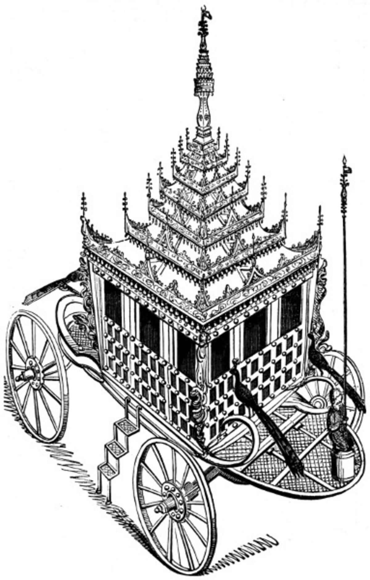 GFD 3/124: Staatswagen des Birmanischen Kaisers Bagyidaw (Buchillustration, um 1825)
