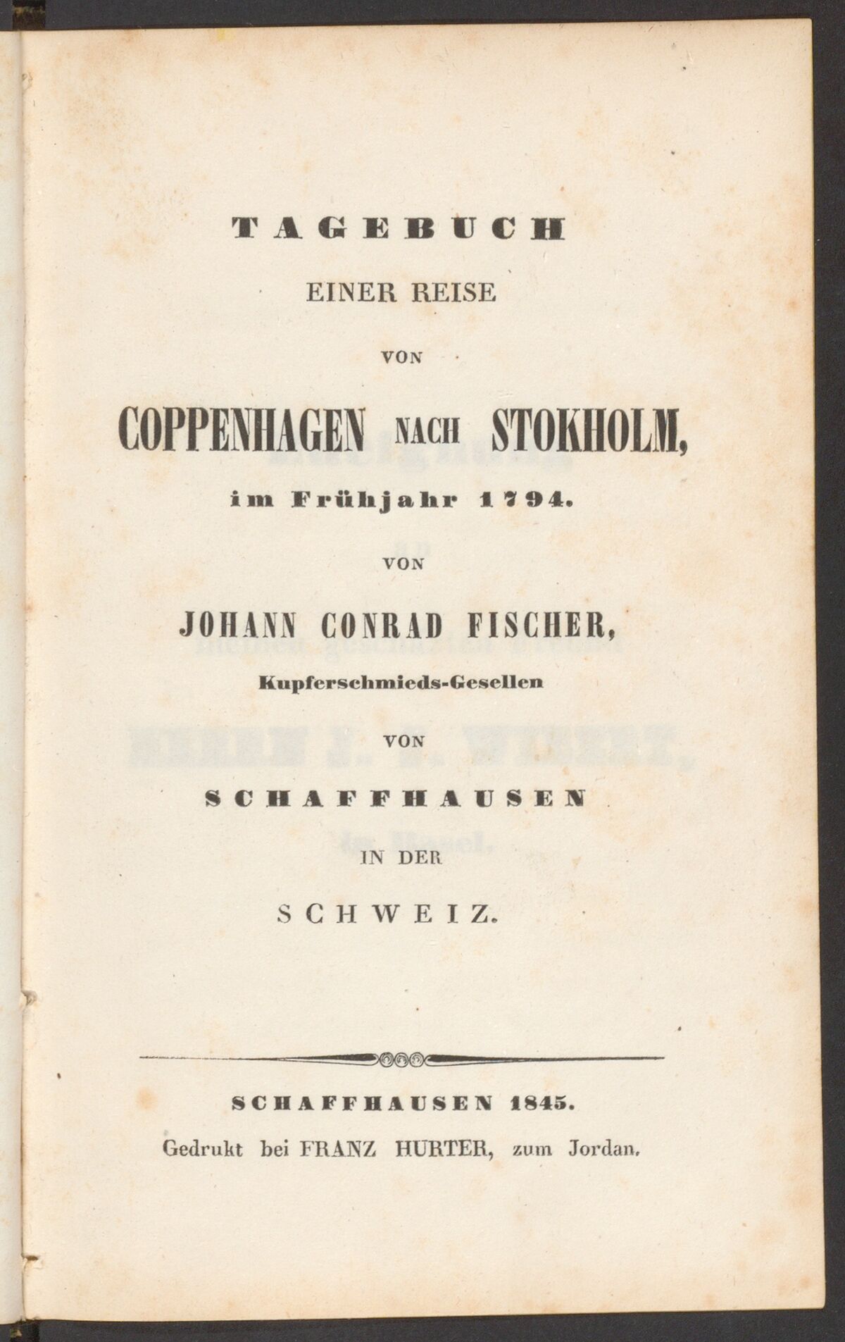 GFD 3/206: Titelblatt von Fischers Reisetagebuch 1794