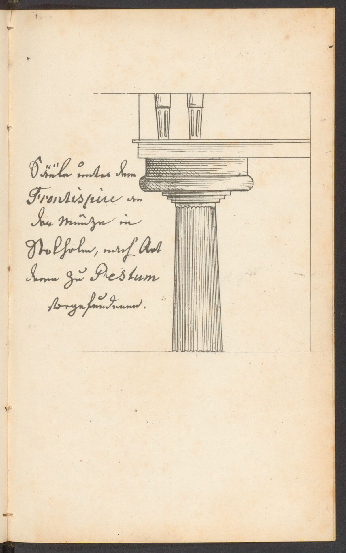 GFD 3/208: Zeichnung einer Säule der königlichen Münzstätte in Stockholm (Fischers Reisetagebuch 1794, Seite 57)