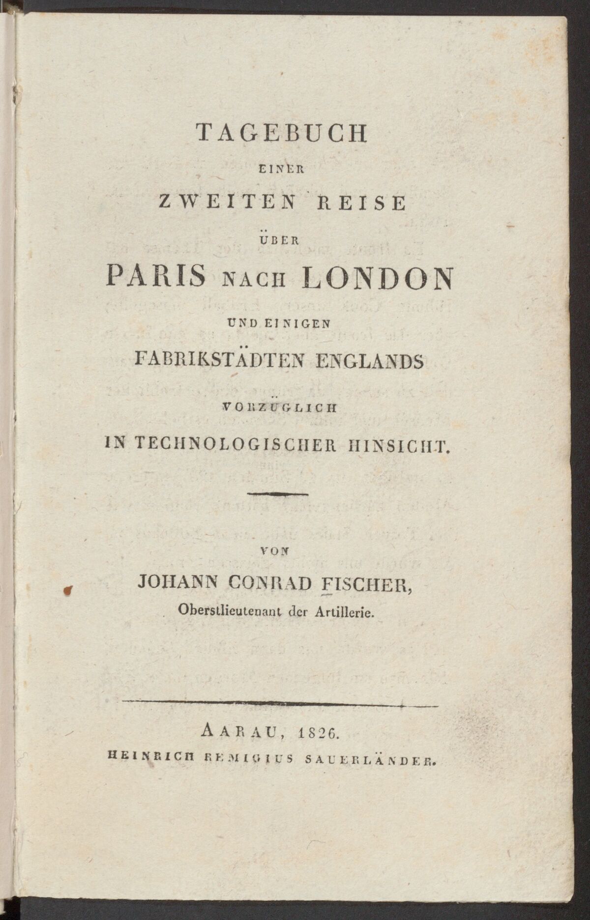 GFD 3/213: Title page of Fischer’s travel journal of 1825