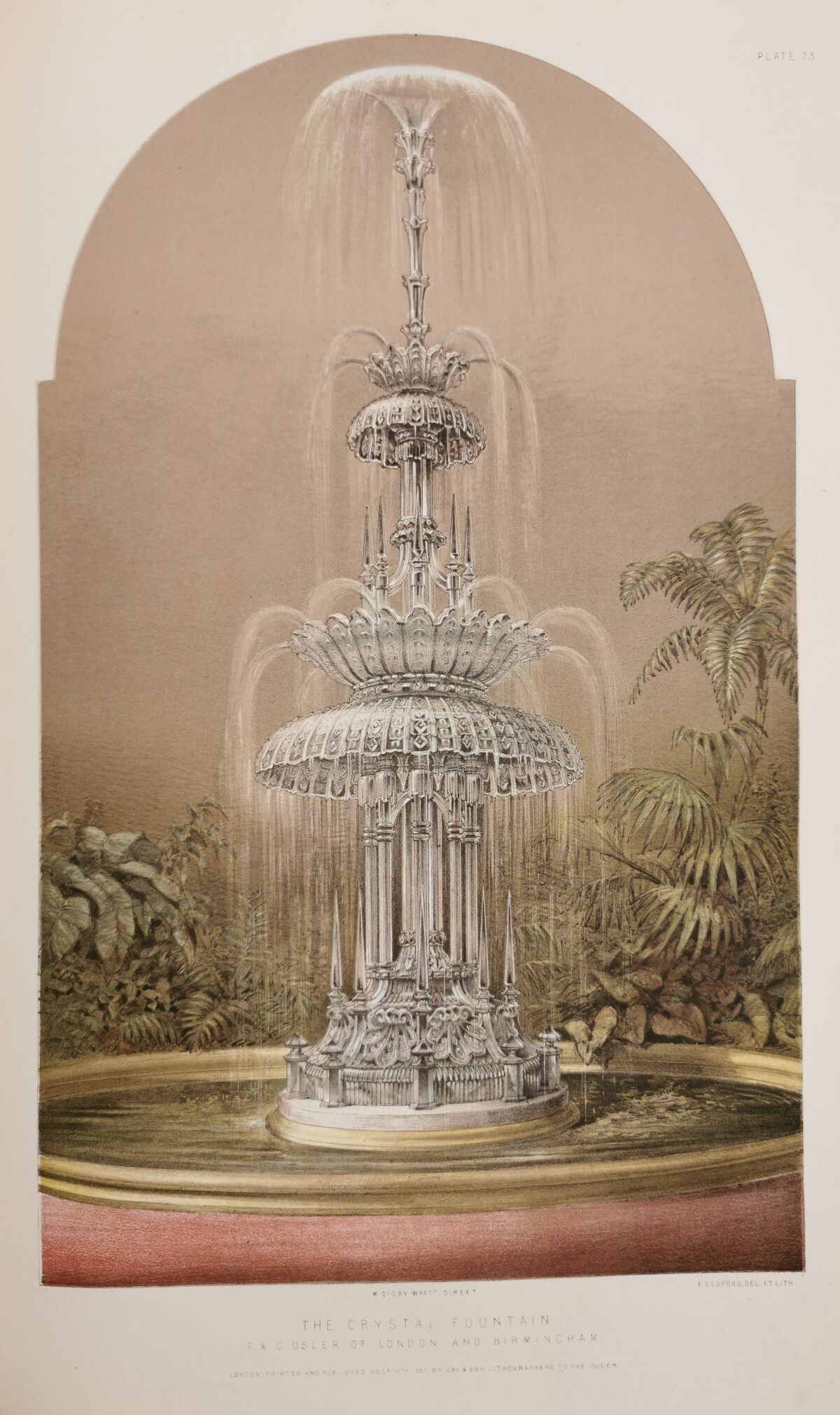 GFD 3/22: Kristallspringbrunnen von F. & C. Osler (Lithografie von Francis Bedford, 1853)