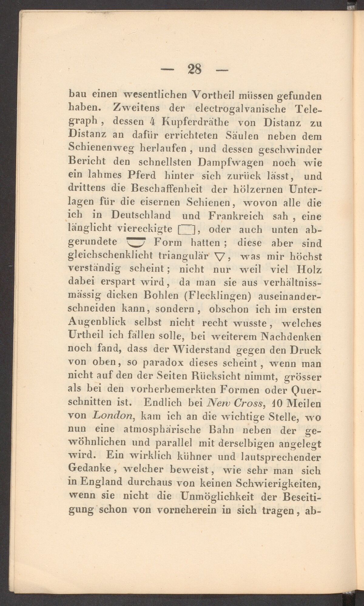 GFD 3/223: Skizzen von Bahnschwellenprofilen (Fischers Reisetagebuch 1845, Seite 28)
