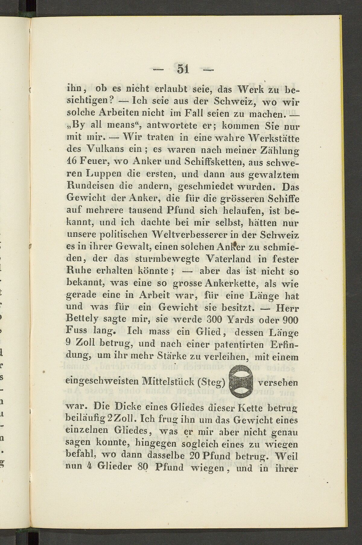 GFD 3/228: Skizze des Mittelstücks eines Kettenglieds (Fischers Reisetagebuch 1846, Seite 51)