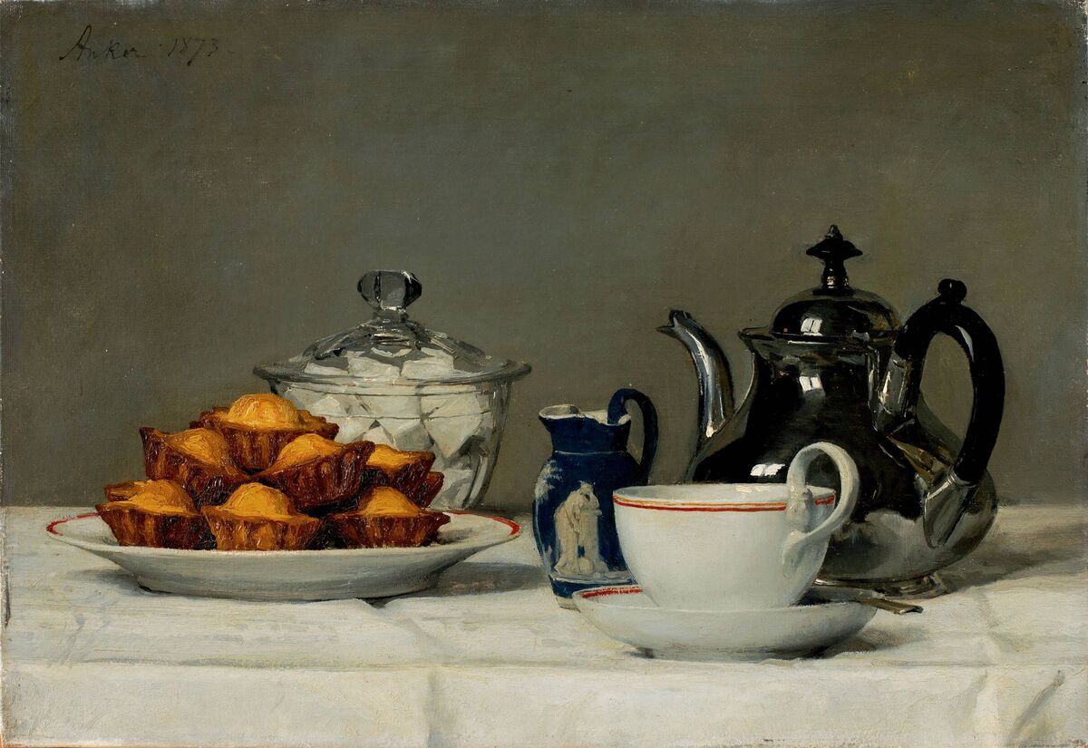 GFD 3/235: Tee und Schmelzbrötchen (Gemälde von Albert Anker, 1873)