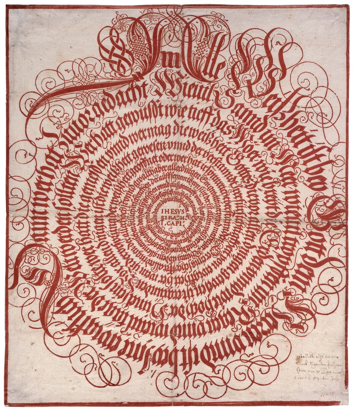 GFD 3/267: Deutschsprachige Kalligraphie des Beginns des Buches Jesus Sirach von 1654