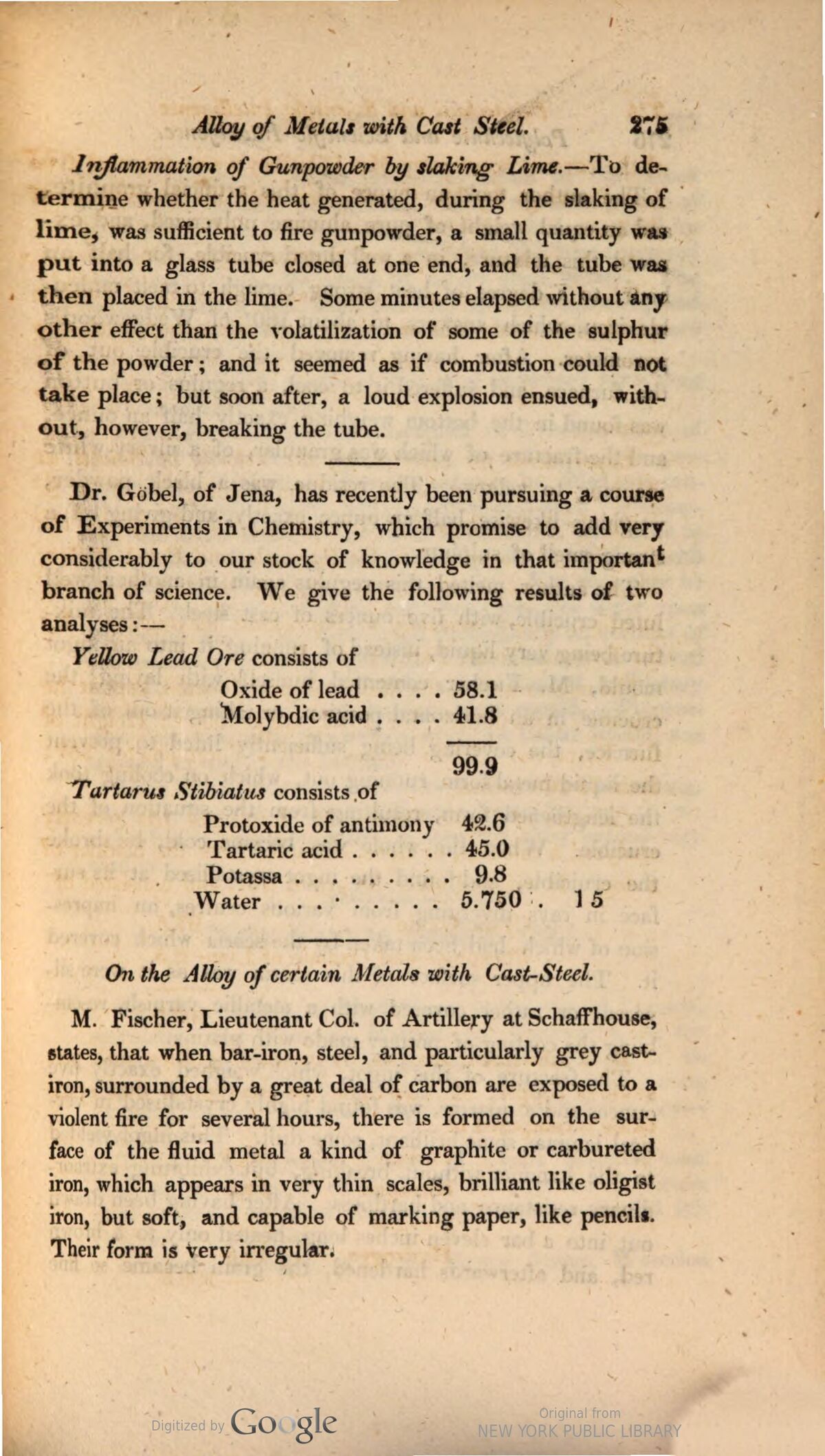 GFD 3/277: Bericht über einen Vortrag Johann Conrad Fischers im «London Journal for Arts and Sciences», 1823