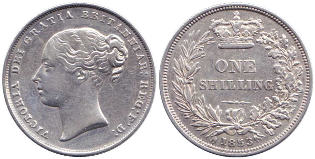 GFD 3/28: Englischer Schilling (Münze von 1853)