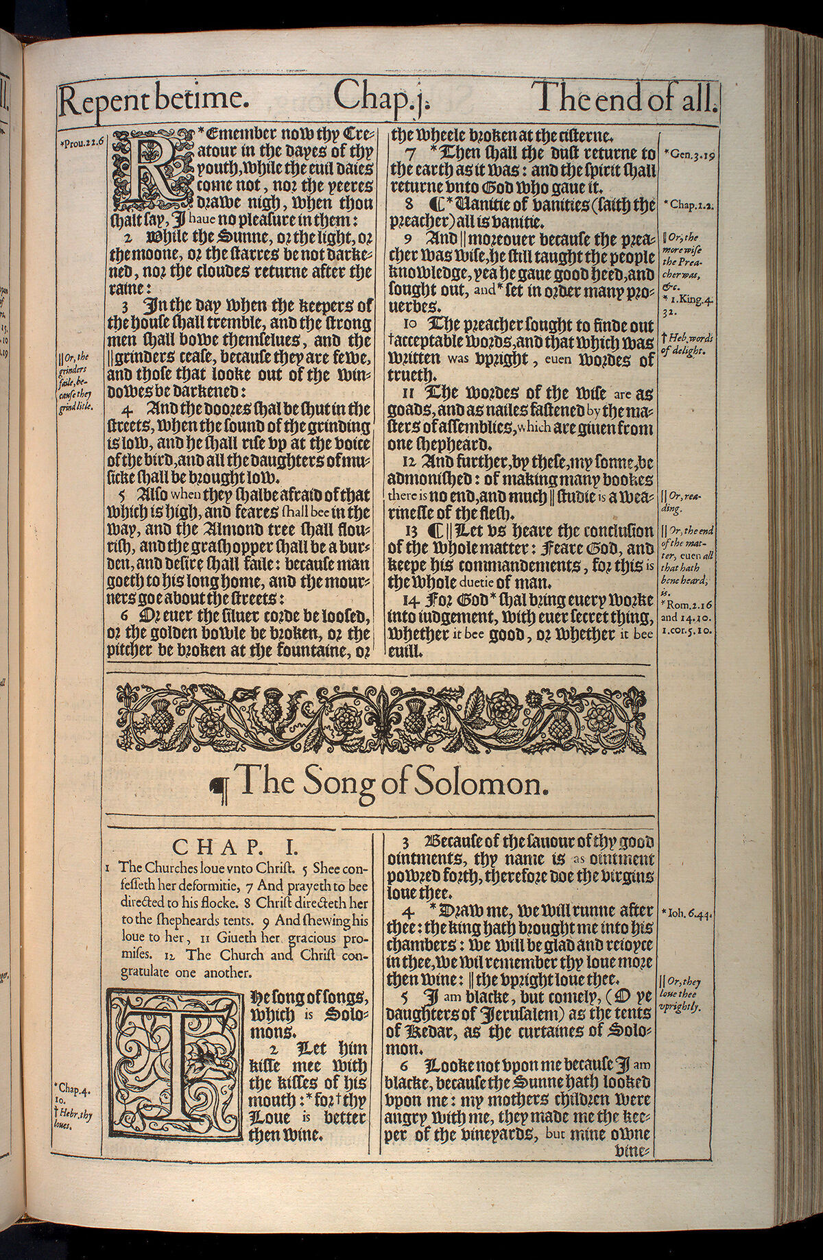 GFD 3/299: Erste Seite des Hohelied Salomos aus der King-James-Bibel, 1611