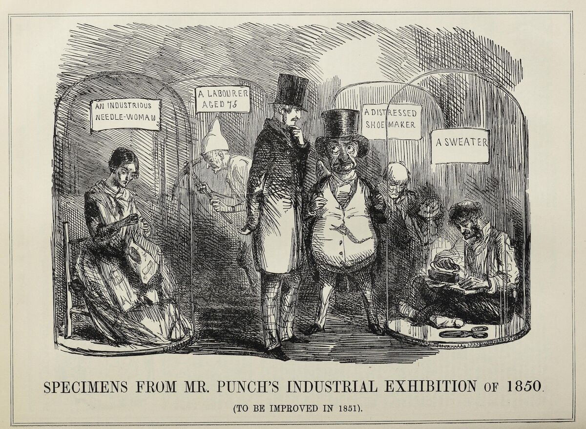 GFD 3/40: «Specimens from Mr Punch’s Industrial Exhibition of 1850, to be improved in 1851» (Karikatur von John Leech in der Zeitschrift Punch, 1850)