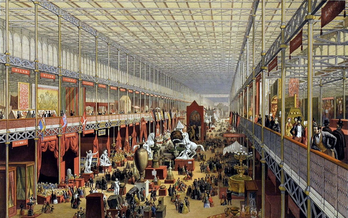 GFD 3/56: Innenansicht des Crystal Palace in London während der Weltausstellung (Illustration von J. McNeven, 1851)